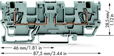 Bllok mbajtës terminali Wago 769-191, 2 pole, DIN rail, gri