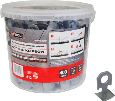 Sistem për nivelimin e pllakave AWTools (AW30366), 7-14mm, 400 copë