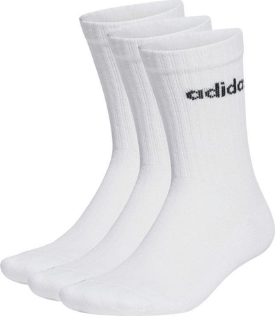 Çorape burrash Adidas Linear Crew Cushioned, 3 palë, të bardha