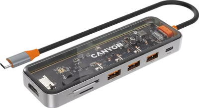 Hub USB C Canyon DS-13, 7 në 1, 4K, gri