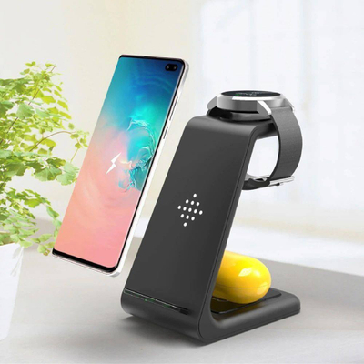 Karikues wireless 3 në 1 Tech-Protect A7, karikim i shpejtë, me bazë për telefon orë kufje, i zi