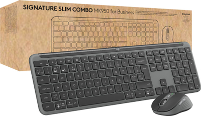 Set tastiere dhe mi Logitech Signature Slim Combo MK950, pa tel, për punë, gri graphite