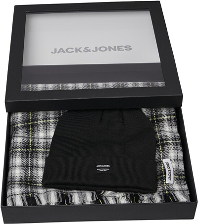 Set për meshkuj Jack&Jones, shall + kapele, i zi/bardhë