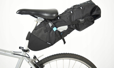 Çantë selesh biçiklete Fischer Saddle Bag MTB XL, që s’e zë uji, najlon PVC, e zezë