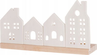 Mbajtës qiriu 4Living City, porcelan, 30 x 8 x 16 cm, i bardhë