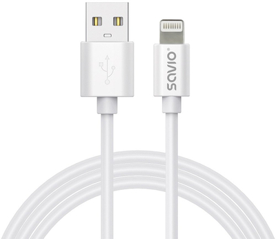 Kabllo USB Savio CL-192, USB-A në Lightning, 1 m, e bardhë