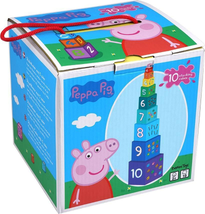 Lodër edukative Peppa Pig, 10 kube kartoni, plot ngjyra