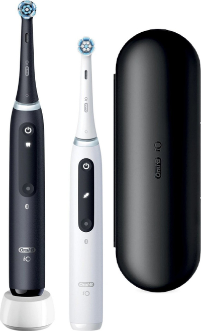 Електрична четка за заби Oral-B iO Series 5 Duo, сет 2 парчиња, мат црна и бела