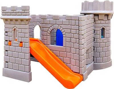 Kështjellë lodër Little Tikes Castle, me rrëshqitëse, për oborr, gri me portokalli