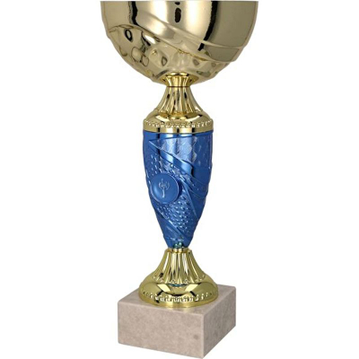 Kupë metalike T-M 9058G, 18cm, bazë mermer, ari blu