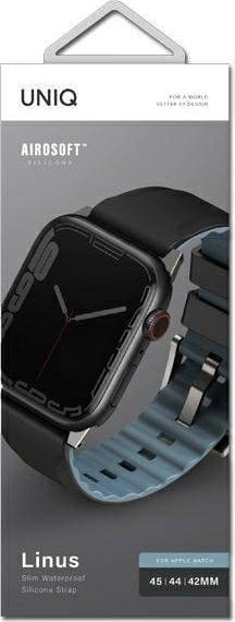 Rrip Uniq Linus AiroSoft për Apple Watch, 42/44/45/49 mm, silikon, i zi