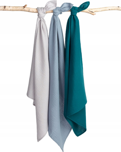 Pelena museline Sweet Baby Uniform, 60x80 cm, set 3 copë, blu