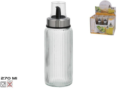 Dispenser vaji pa markë, qelq 270ml, model me vija, transparent