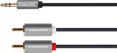 Kabllo Kruger & Matz, Jack 3.5mm - RCA (Cinch) x2, 1 m, e argjendtë