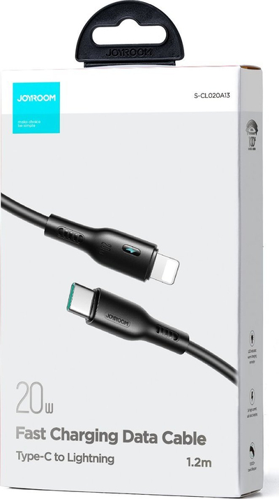 Kabllo USB Joyroom JYR714, USB C me Lightning, 1.2 m, 20 W, e zezë