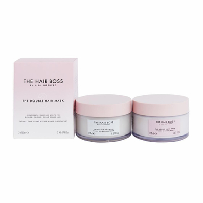 Set maskash flokësh The Hair Boss Double Hair Mask, 2x150ml, për flokë të dëmtuar, pa ngjyrë