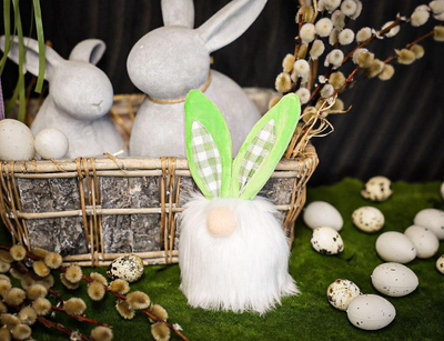 Figurë dekorative lepur Saska Gift and Decor Bunny, 18cm, ngjyrë e gjelbër, pranverë Pashkë