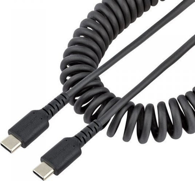 Kabllo karikimi StarTech USB C, 1m spiral, USB 2.0, e zezë