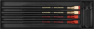 Set lapsash dhe mprese Moleskine BLACKWING X M, 4 copë, grafit, i zi