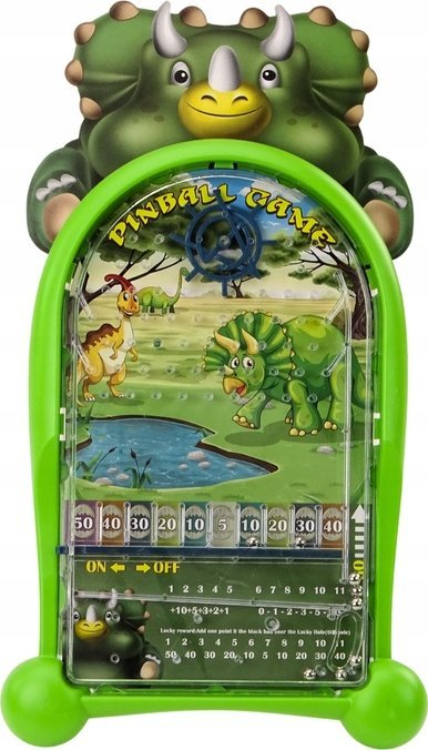 Loja tavoline pinball me dinosaurë, me bazament, jeshile