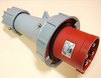 Prizë portative industriale PCE WP634, 63A, 4P 400V, IP67, gri e kuqe
