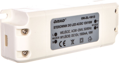 Furnizues LED Orno OR-ZL-1613, 12V DC 18W, 1.5A, i bardhë