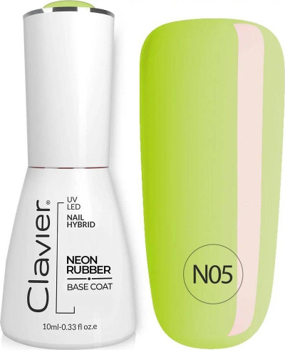 Bazë thonjsh Clavier Neon Rubber N05, hibride, 10ml, neon e verdhë