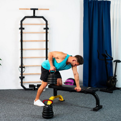 Set peshash HMS SGN140 6 në 1, 40kg, barbell, hantela, kettlebell, e zezë