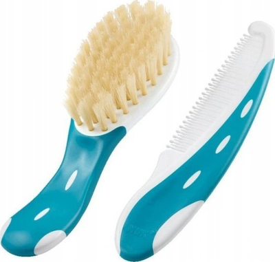 Set furçe dhe krehër për foshnje NUK, ergonomik, blu