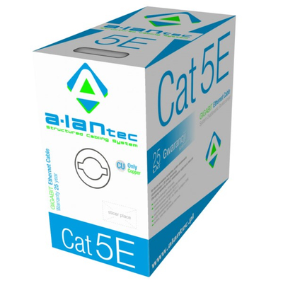 Kabllo rrjeti Alantec KIU5PVC305, Cat 5e, 305m, e hirtë