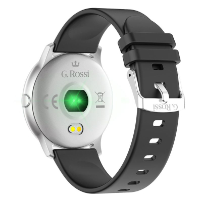 Smartwatch G.Rossi SW010-13, ekran i rrumbullakët, rrip silikoni, i zi