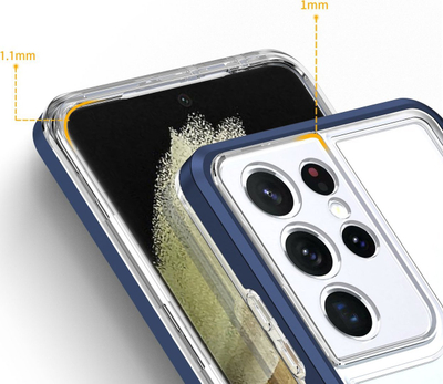 Mbështjellës telefoni Hybrid Armor për Samsung Galaxy S23 Ultra, transparent, anëse blu