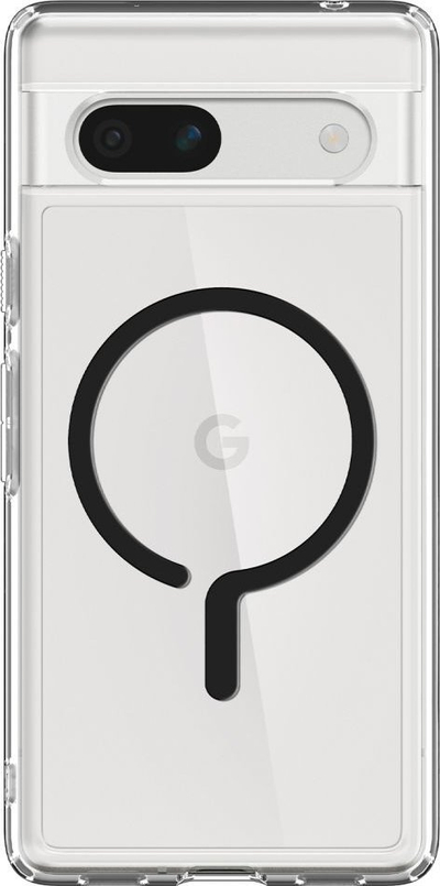 Kuti telefoni Spigen Ultra Hybrid OneTap Ring MagSafe për Google Pixel 7a, e tejdukshme, me unazë magnetike, e zezë