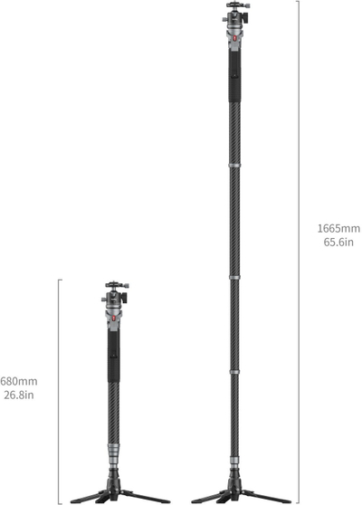 Monopod SmallRig 5564, fibër karboni, kokë ball 360°, i zi
