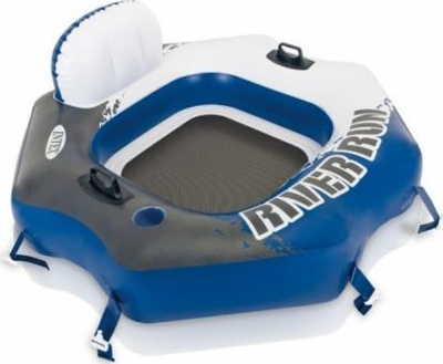 Rreth i fryrë Intex Lounge River Run Connect, 130x126cm, me mbështetëse, blu e bardhë
