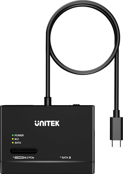 Adapter Unitek USB C, për SATA dhe M.2 NVMe, 10Gbps, i zi