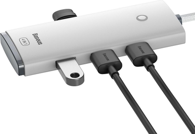 HUB USB Baseus WKQX030502, Type C në 4x USB 3.0, kabllo 2m, i bardhë