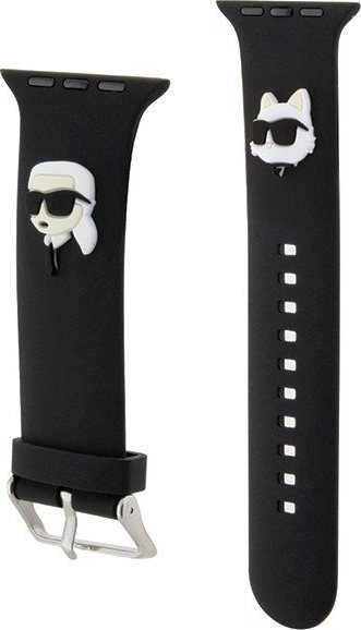Rrip ore Karl Lagerfeld për Apple Watch, Rubber NFT Karl &amp; Choupette, 42/44/45mm edhe Ultra, i zi