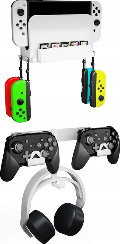 Mbajtëse muri JYS NS252 për Nintendo Switch, metal, e bardhë gri