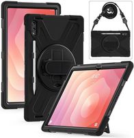 Mbulesë tablet eSTUFF Galaxy Tab S11 Ultra AUSTIN Defender, me mbajtëse stylus, me rrip shpatulle, e zezë