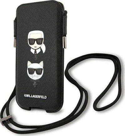 Çantë telefoni Karl Lagerfeld KLHCP12MOPHKCK, 6.1", lëkurë eko Saffiano, e zezë