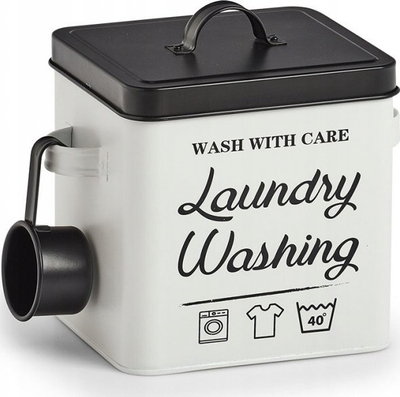 Kuti për detergjent Zeller Present Detergent Box Laundry, 7L, metal, e bardhë