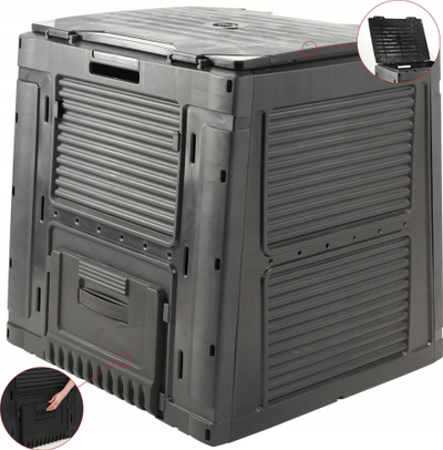 Kompostier kopshti Keter Garden E-composter 47/23, 470L, me qëndrim, i zi