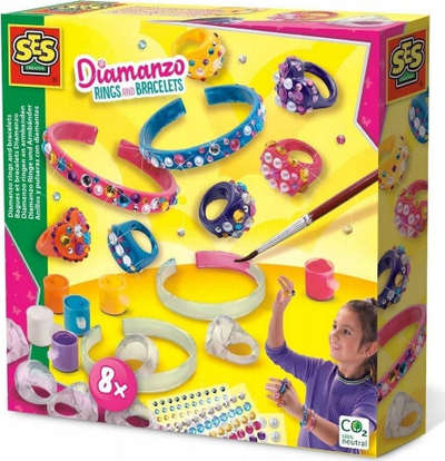 Set kreativ SES Creative Fun Rings and Bracelets, byzylykë dhe unaza, shumëngjyrësh