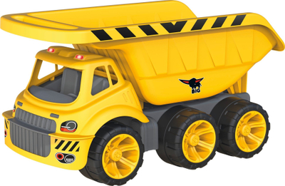 Lodër kamion ndërtimi BIG Power Worker Mega Tipper, 65cm, me kova ngritëse, i verdhë