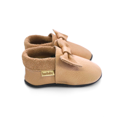 Këpucë bebe Baobaby Pirouettes, shollë e butë, lëkurë natyrale, ngjyrë pudër, M