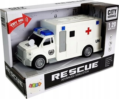 Lojë me Ambulancë me fërkim, 1:20, me dritë edhe zë, e bardhë