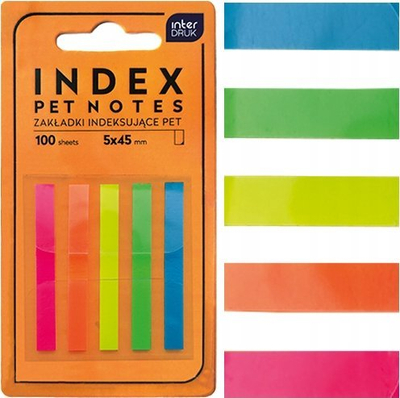 Shirita ndarës për klasor Interdruk PET Neon, 5x45mm, shumëngjyrëshe