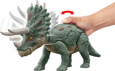 Figurinë dinosauri Jurassic World Gigantic Trackers Triceratops, lodër aksioni e madhe, shumëngjyrëshe