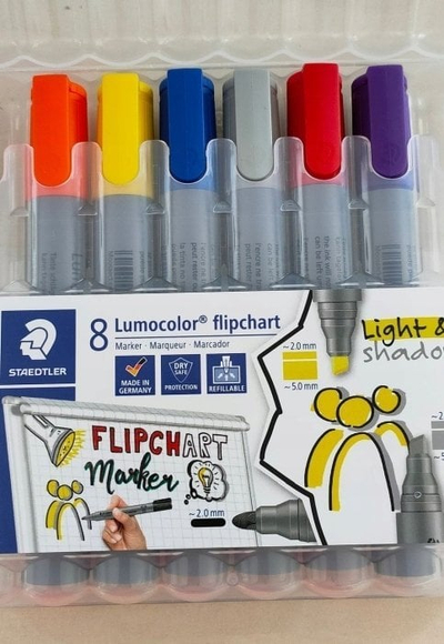Markera flipchart STAEDTLER Lumocolor 356 B WP6, majë e prerë, set 6 copë, shumëngjyrësh